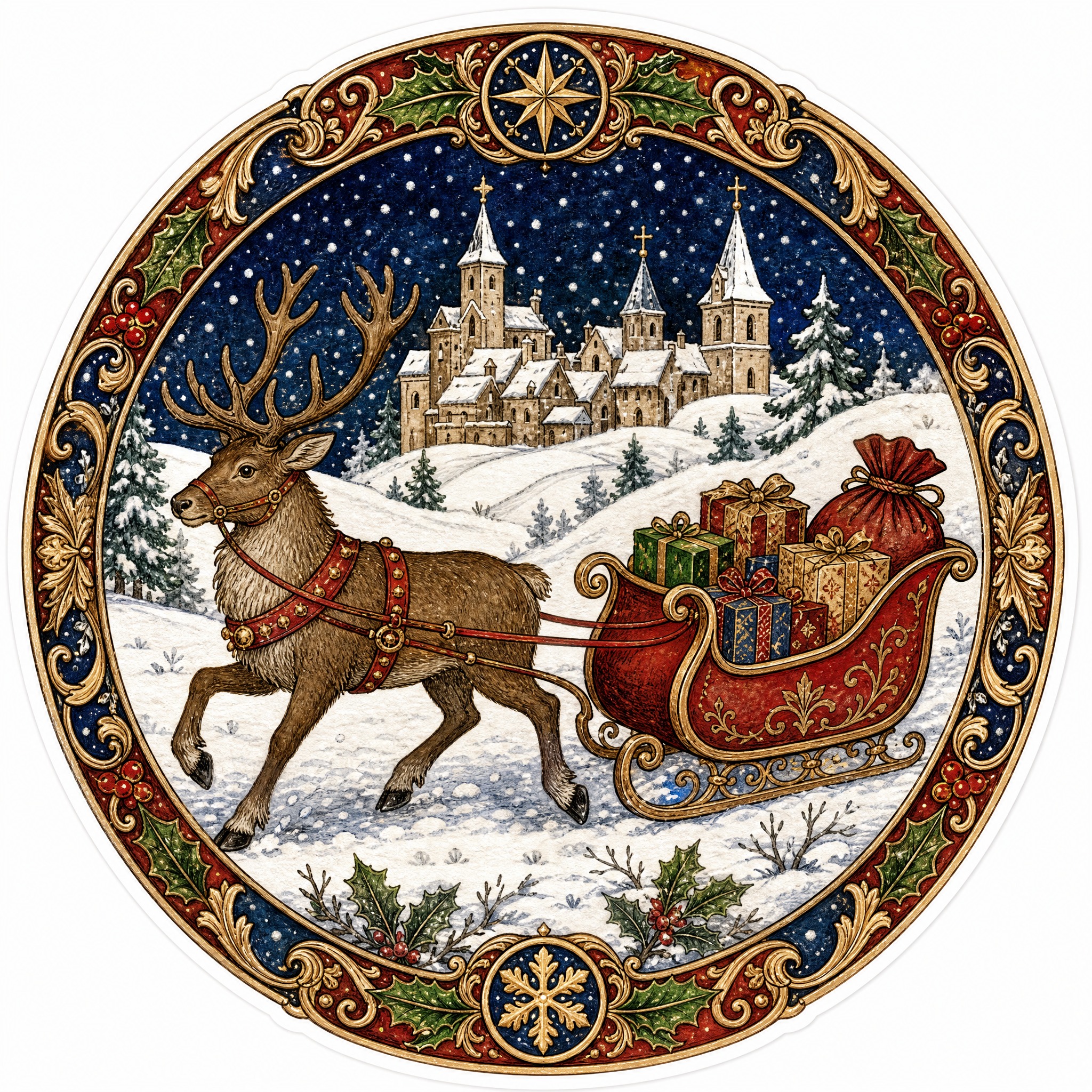 Christmas sticker, medieval ill… - 图片创意预览