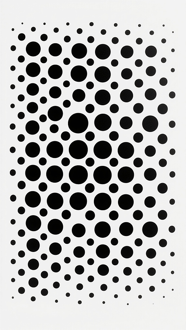 极简风格的背景设计，由大小统一的纯黑色圆点在纯白色背景上按照精确的网格状规律排列组成，圆点间距均匀，形成高度对称的几何图案，整体呈现出简洁、现代、秩序感强的视觉效果，具有不同样式的圆点背景，包括圆点大小、间距、排列方式的细微变化，保持黑白对比的经典配色和极简的设计语言。