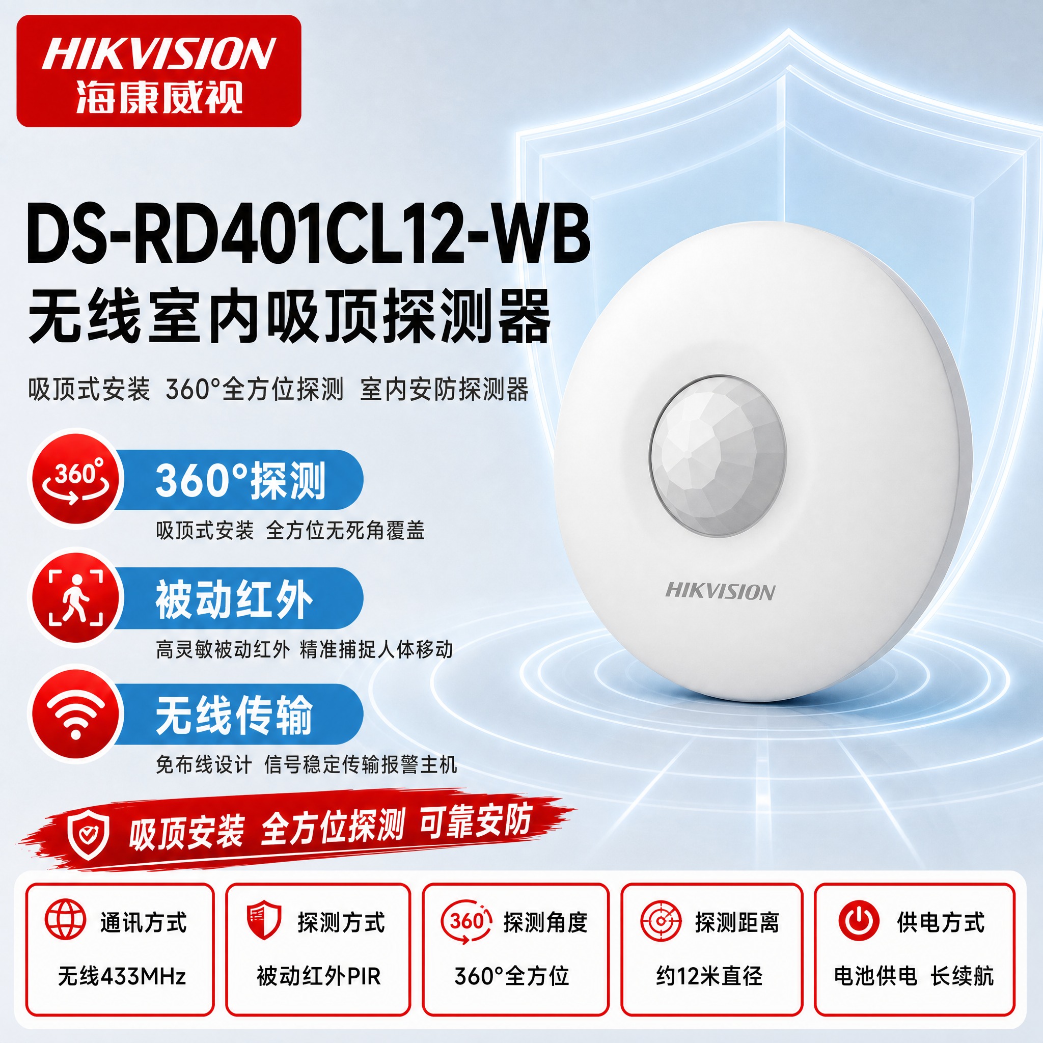 [主图-1] DS-RD401CL12-WB 无线室内吸顶探测… - 图片创意预览