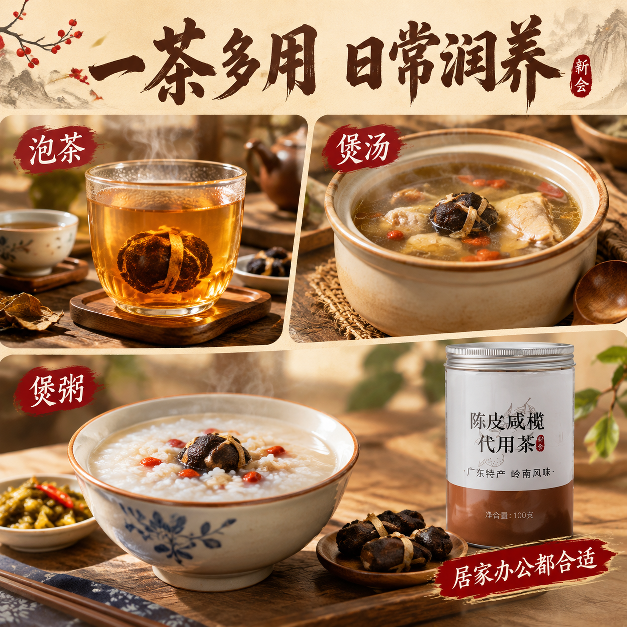 [主图-3] 多场景食用 泡茶煲汤煲粥 场景代入图 [统一基调… - 图片创意预览