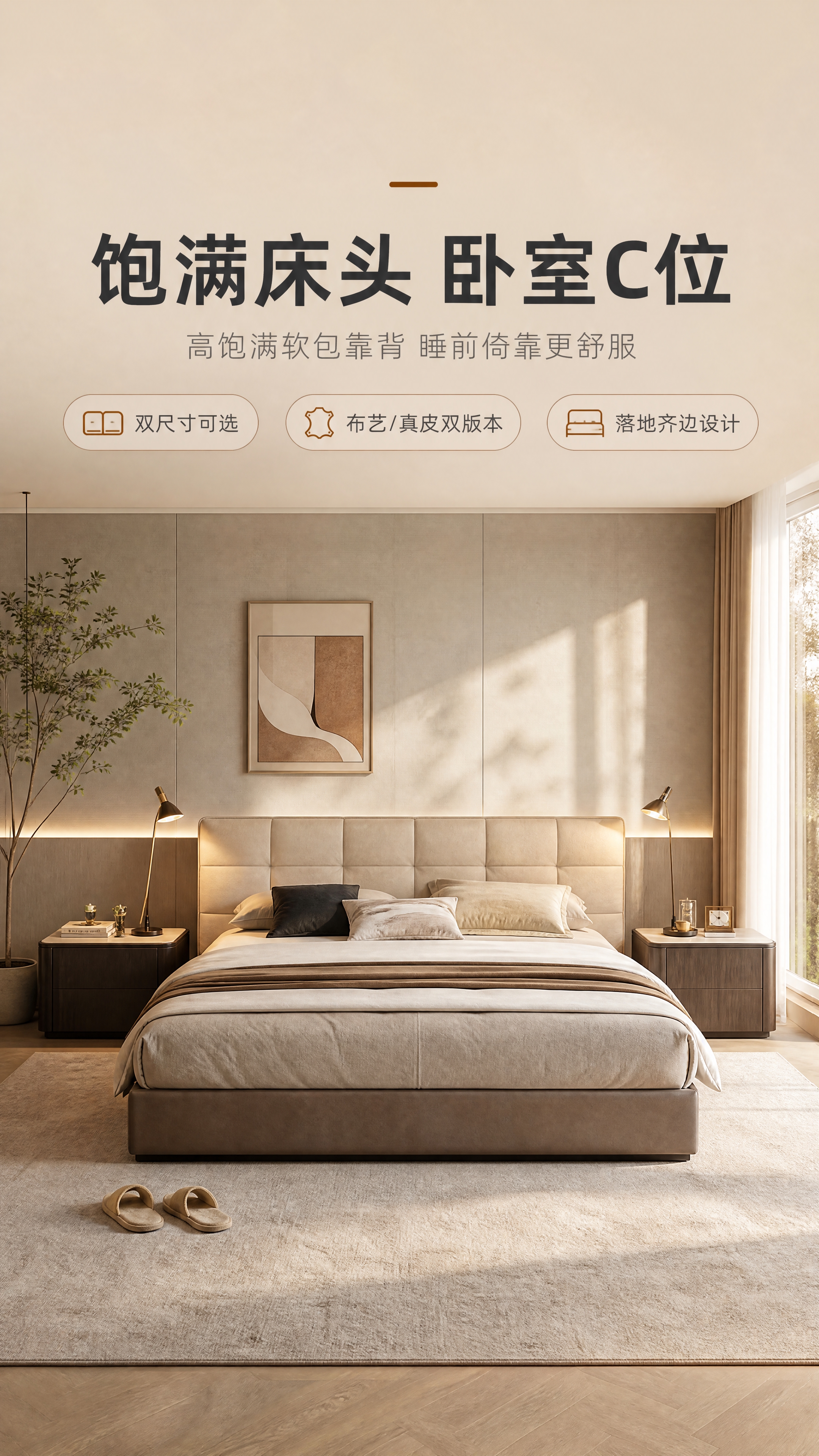 [商品] 使用【图1】现代简约高饱满软包床头齐边床；保留床头宽… - 图片创意预览