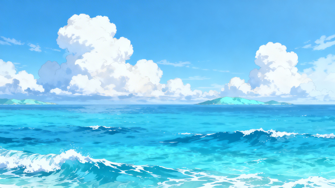 太平洋海的动漫背景，横板预览效果