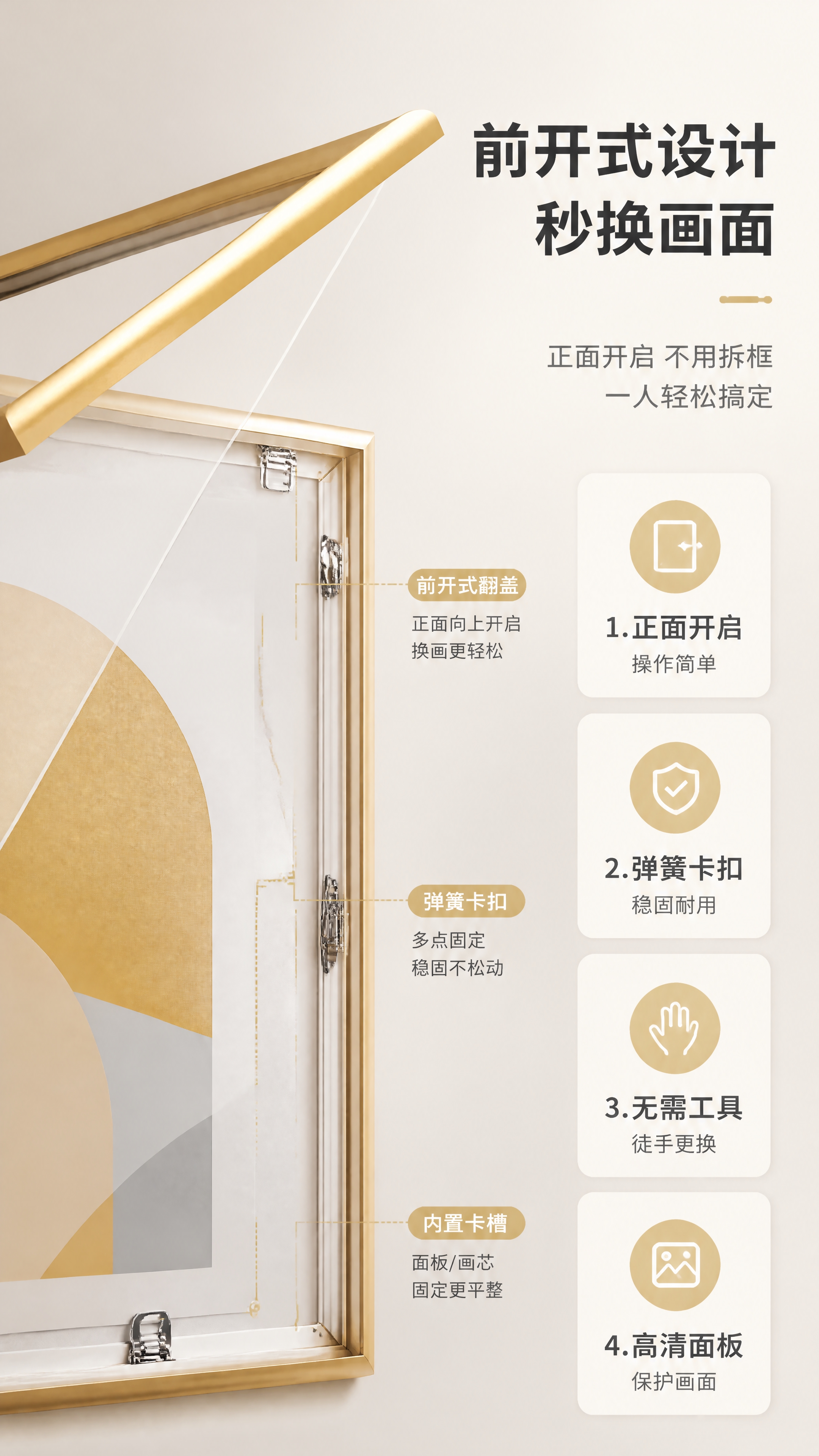 [商品] 使用【图1】金色前开式铝合金海报框和【图6】前开启式… - 图片创意预览