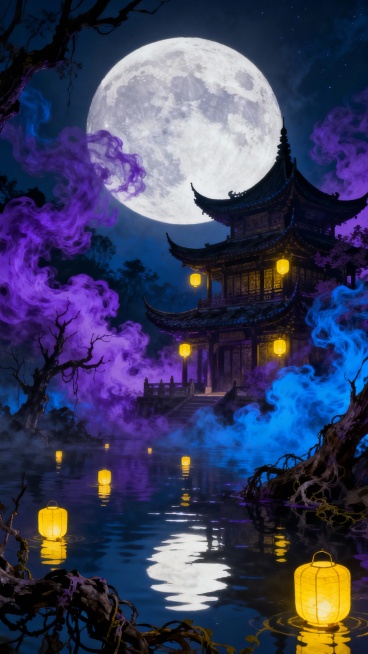 按照参考图风格，生成新的适合地仙打坐修炼的阴森诡异空场景，预览效果