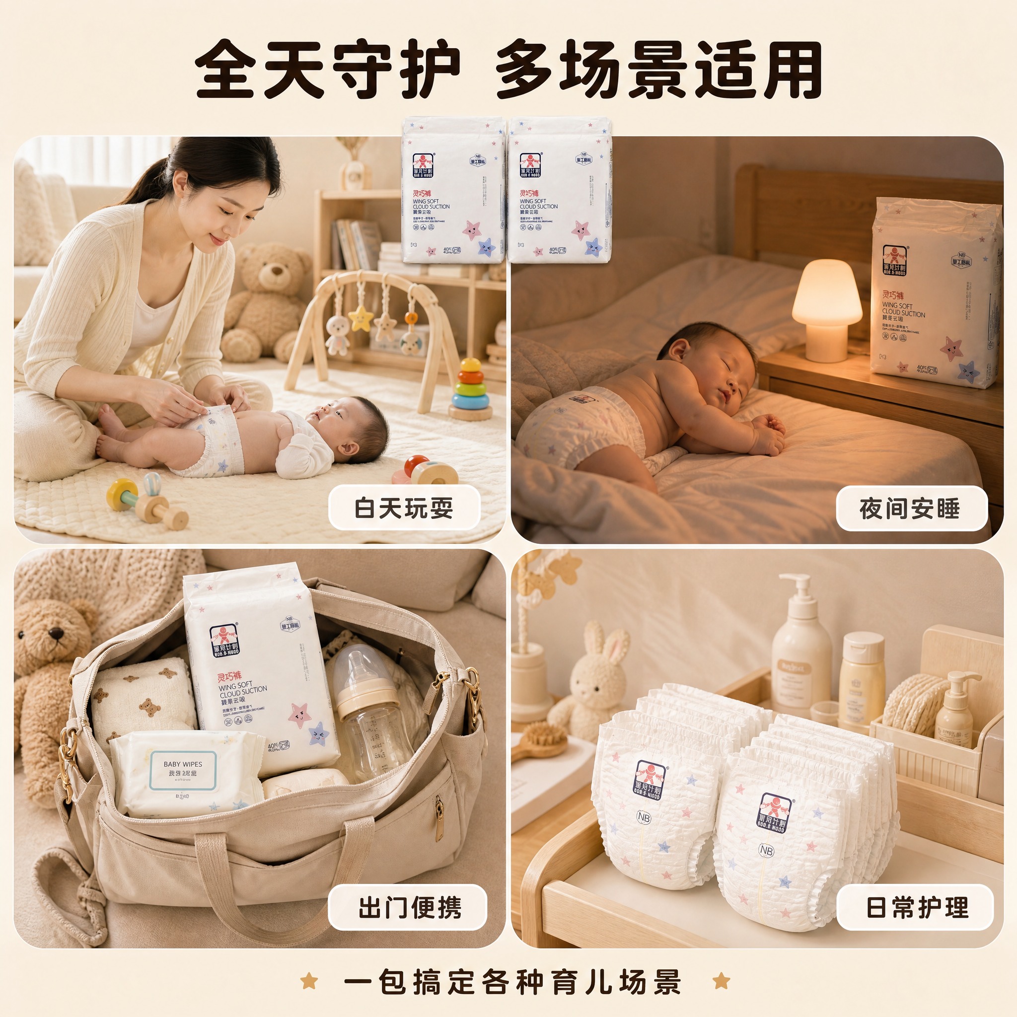 [主图-4] 宝贝计划翼柔云吸纸尿裤 多场景适用宫格展示。 [… - 图片创意预览