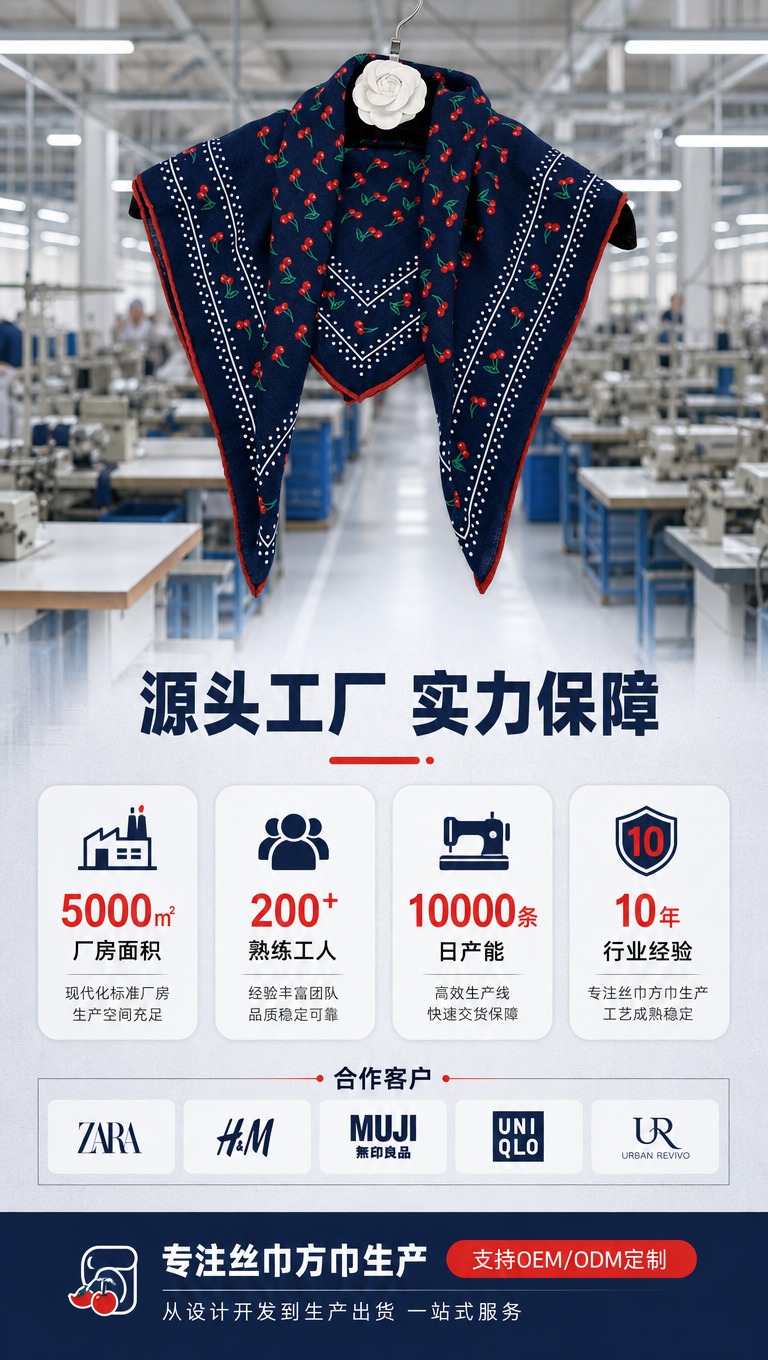 [商品] 使用【图2】藏青底红樱桃印花丝毛方巾（挂拍展示）；商… - 图片创意预览