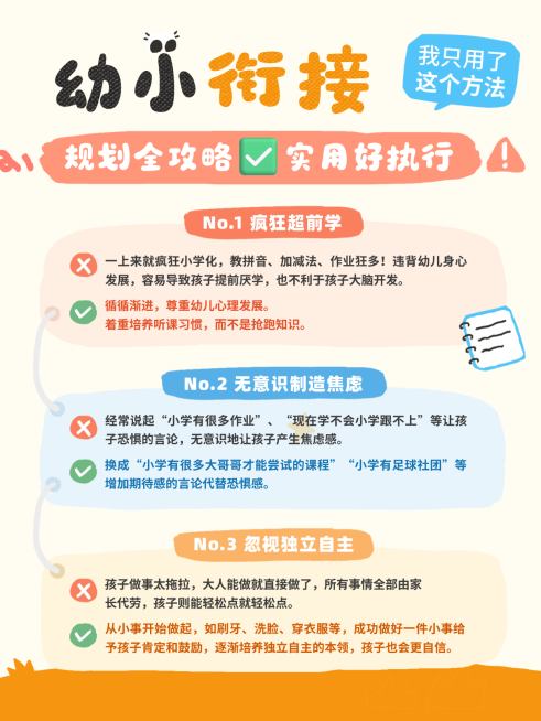 幼小衔接规划攻略实用好执行方法小红书封面配图预览效果