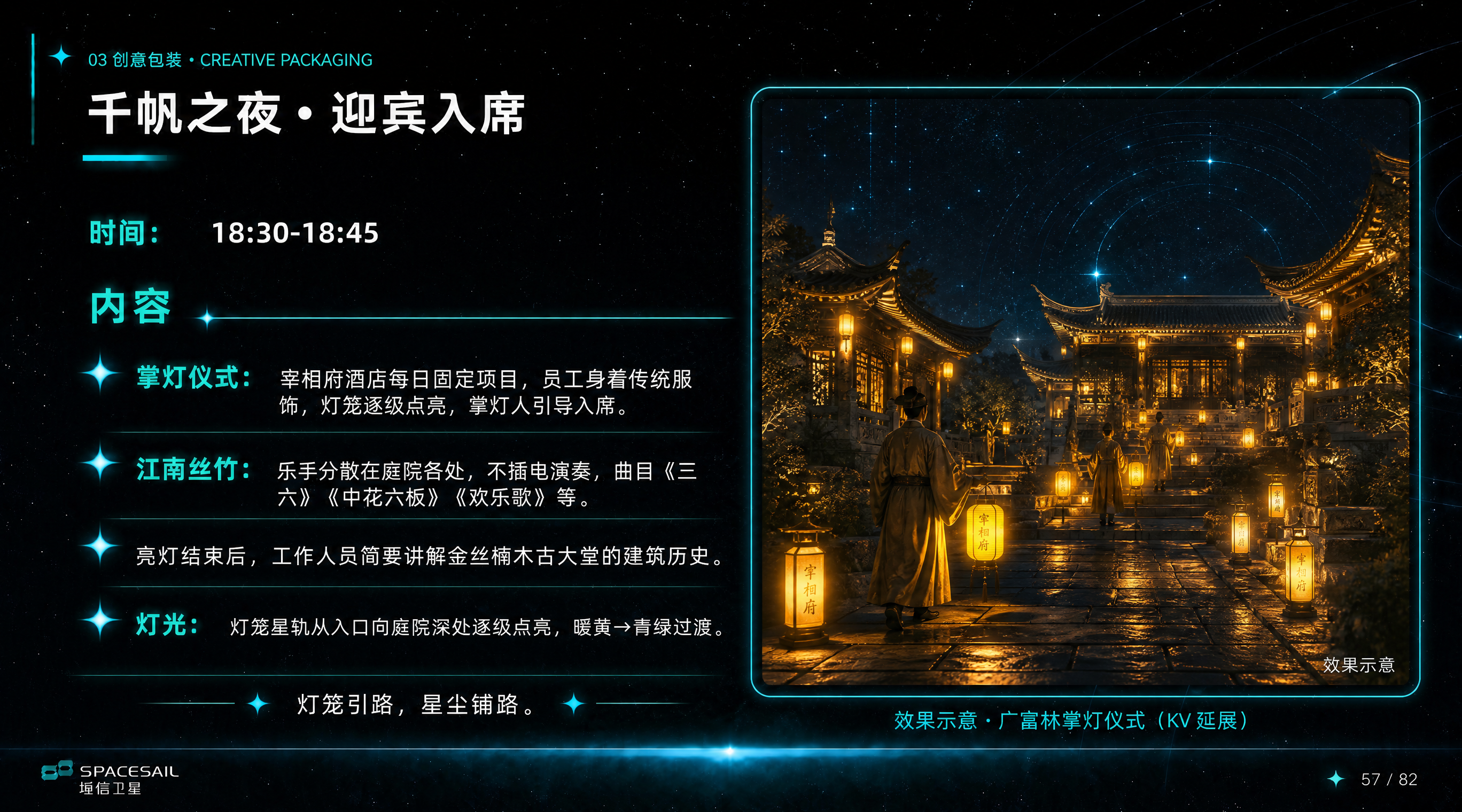 基于参考图（迎宾入席页），在页面右侧增加一个广富林掌灯仪式的氛… - 图片创意预览