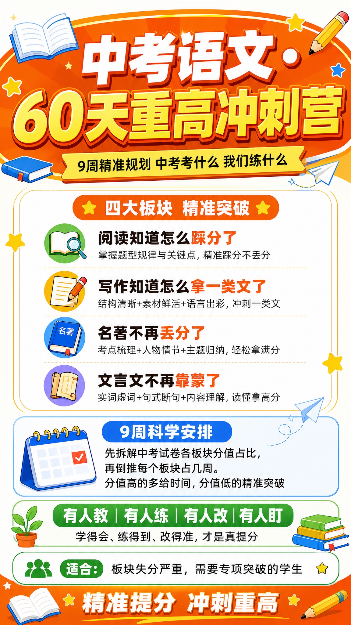 在参考图版式基础上修改：1. 移除所有卡通人物形象，用书本、铅… - 图片创意预览