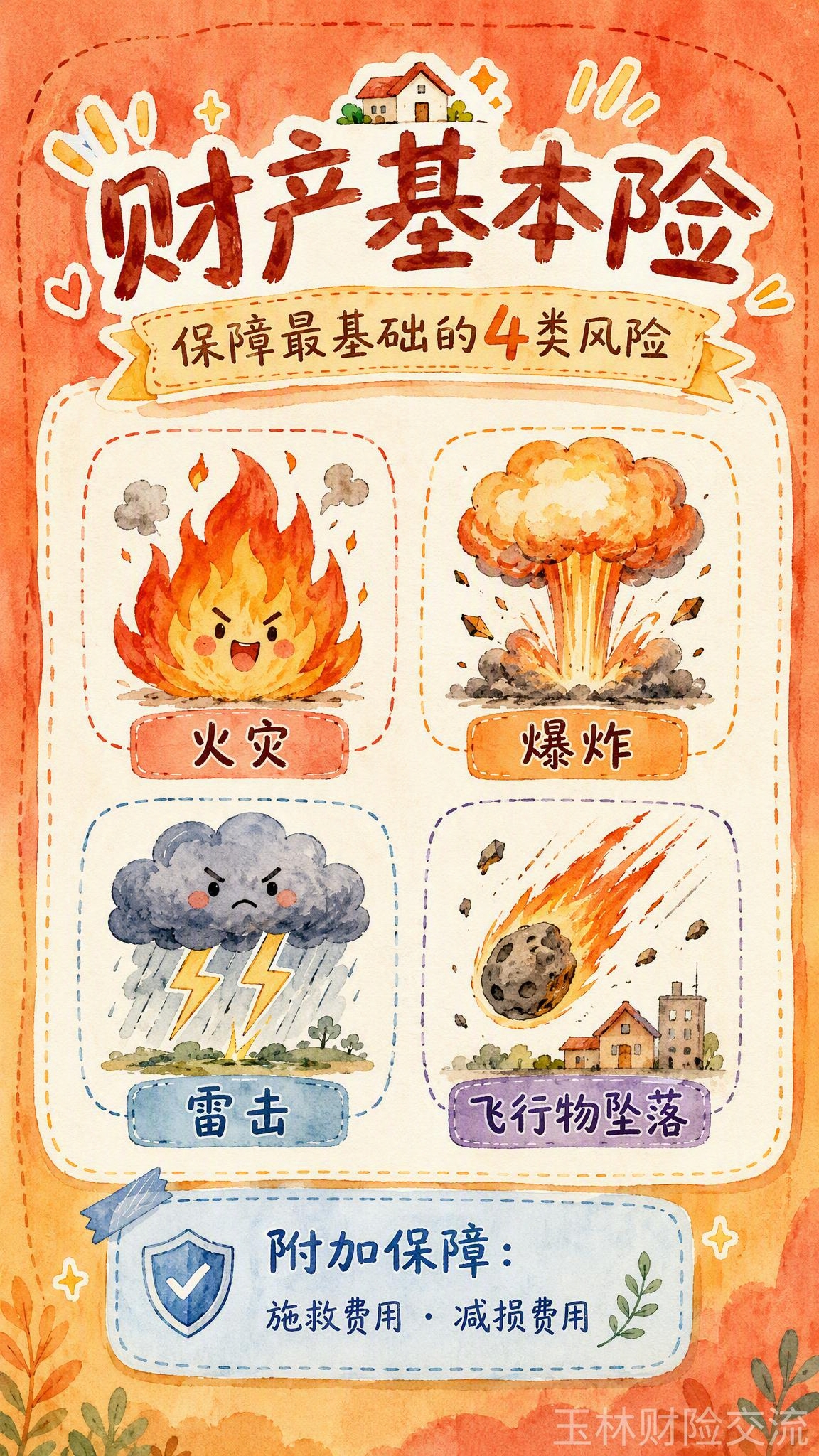 手绘水彩风格知识科普海报，竖版9:16，温暖橙红色调背景，顶部… - 图片创意预览