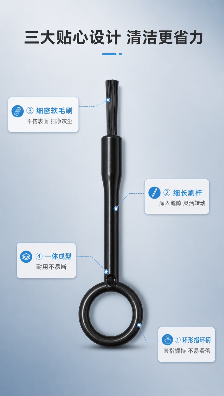 [商品] 使用【图1】迷你环形缝隙清洁刷黑色款；保留环形指环手… - 图片创意预览