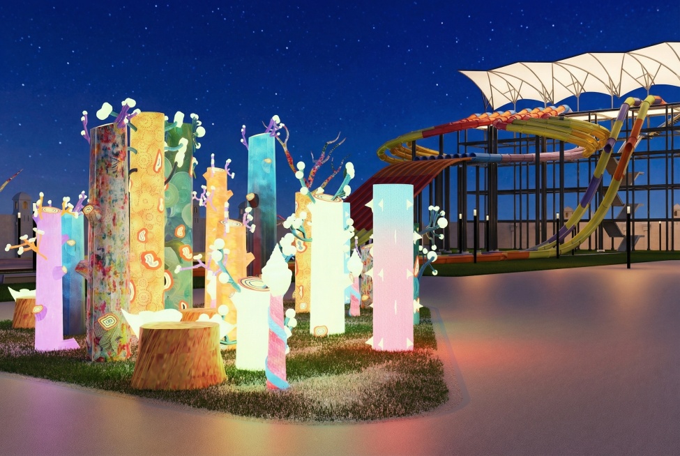 生成夜景，珊瑚是内放光预览效果