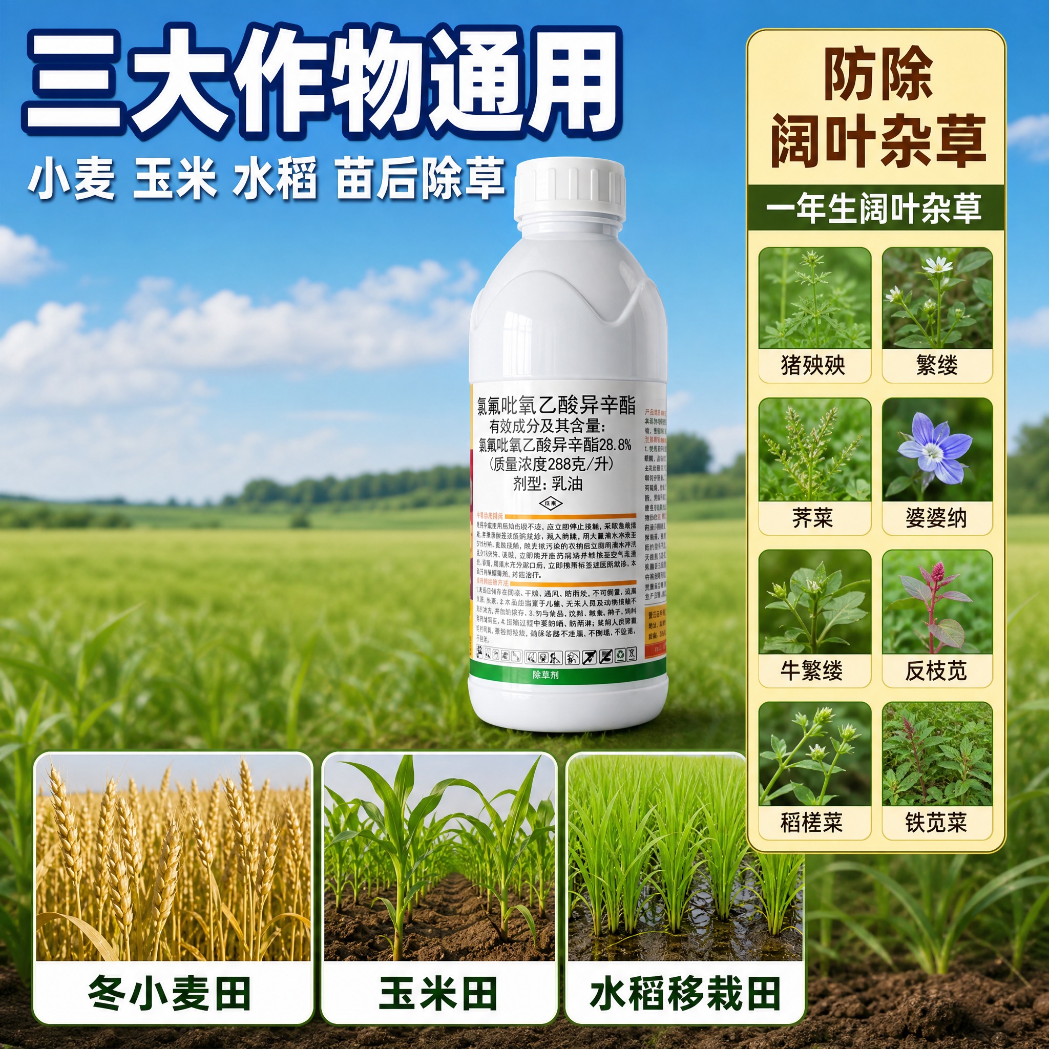 [主图-3] 适用作物与防除对象 明确标注小麦玉米水稻三大作物… - 图片创意预览