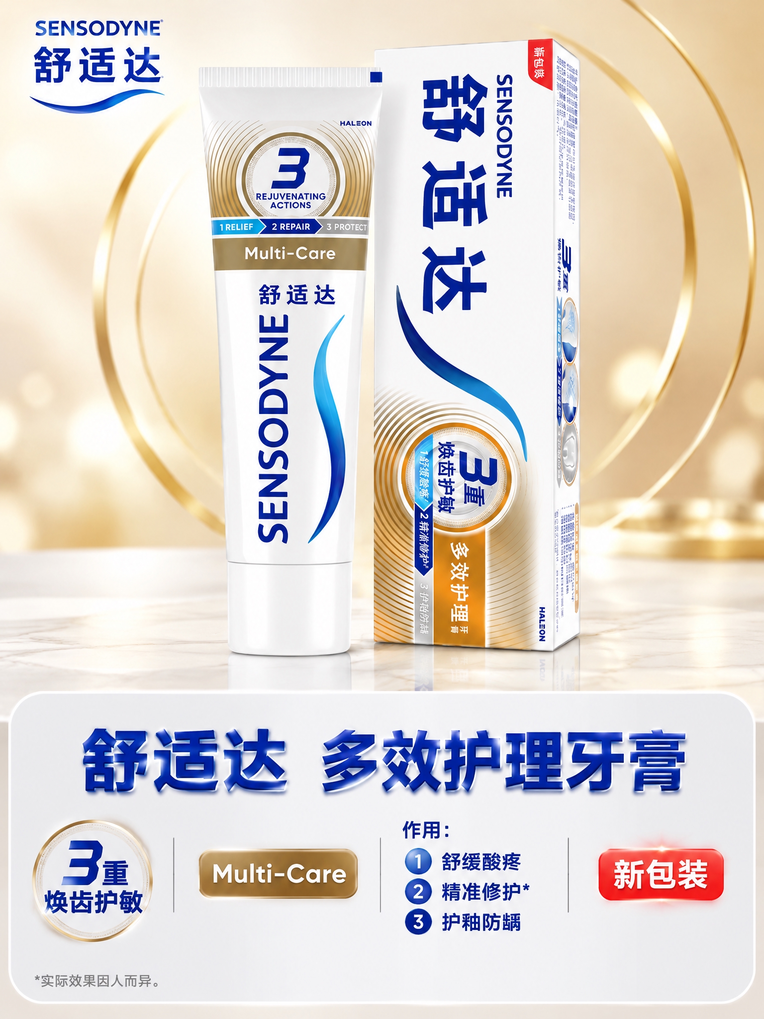 [详情-4] 舒适达多效护理牙膏单品详情，3:4竖图。 [统一… - 图片创意预览