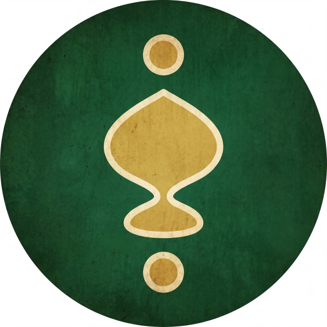 基于参考图生成1：1的圆形中医理疗行业LOGO，背景色改为绿色，保持复古风格，不添加任何文字，花纹图案保持简洁，适合喷绘印刷，可用于工装、毛巾、门头店招印刷预览效果