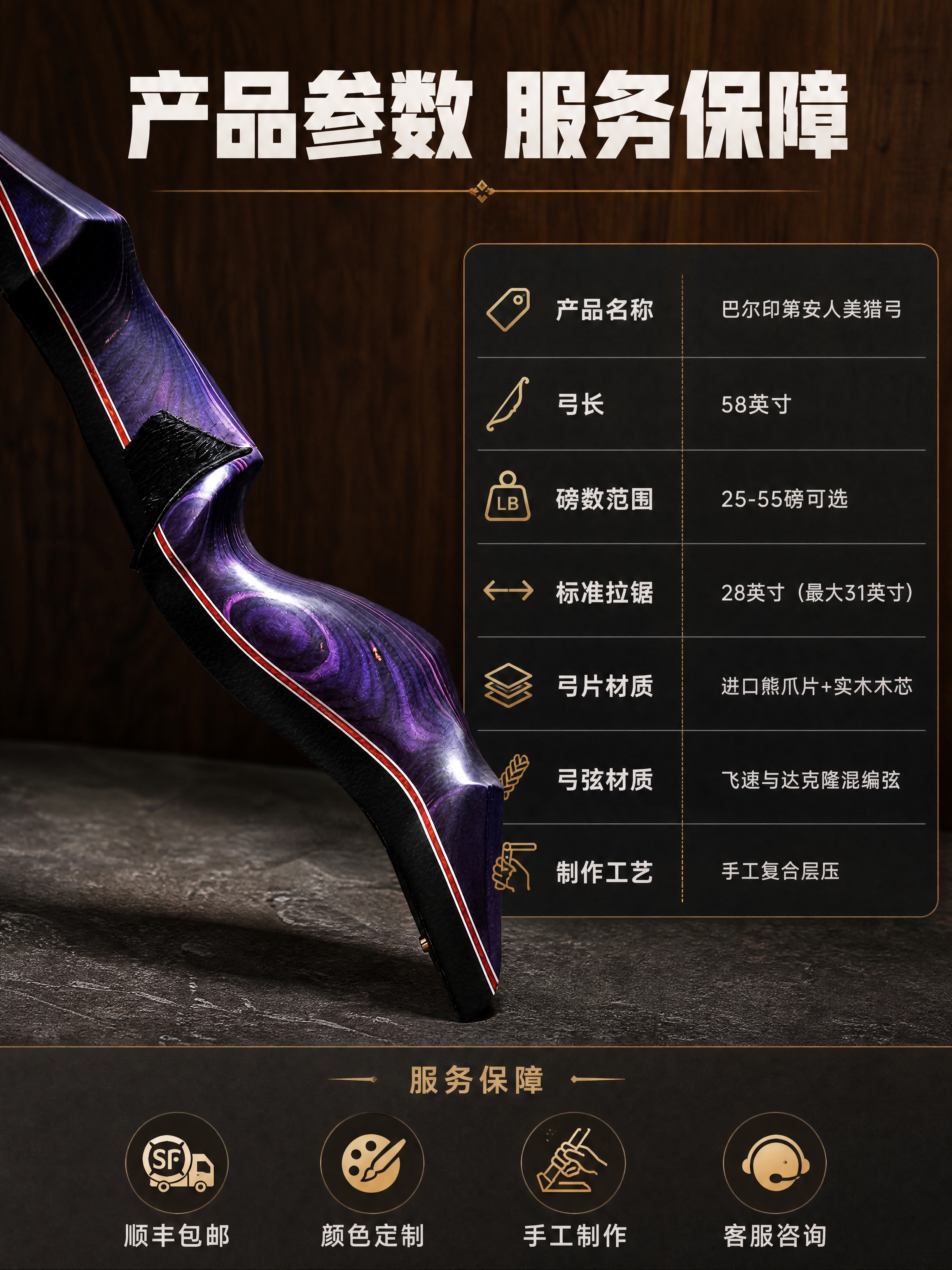 [商品] 使用【图9】紫色弓把背面特写图；保留紫色木纹、黑色侧… - 图片创意预览