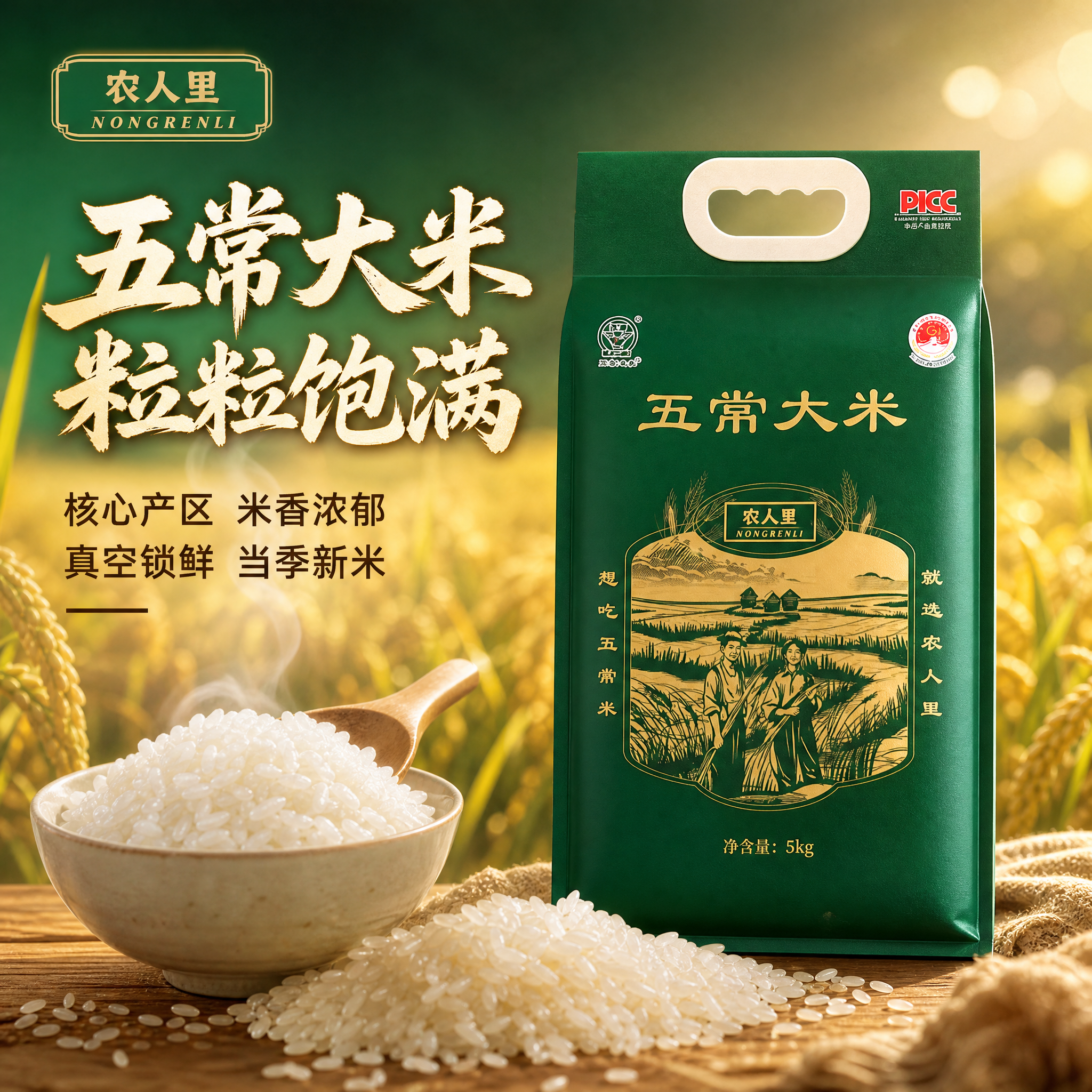 [主图-1] 首图点击率 五常大米包装主视觉 突出颗粒饱满与家… - 图片创意预览
