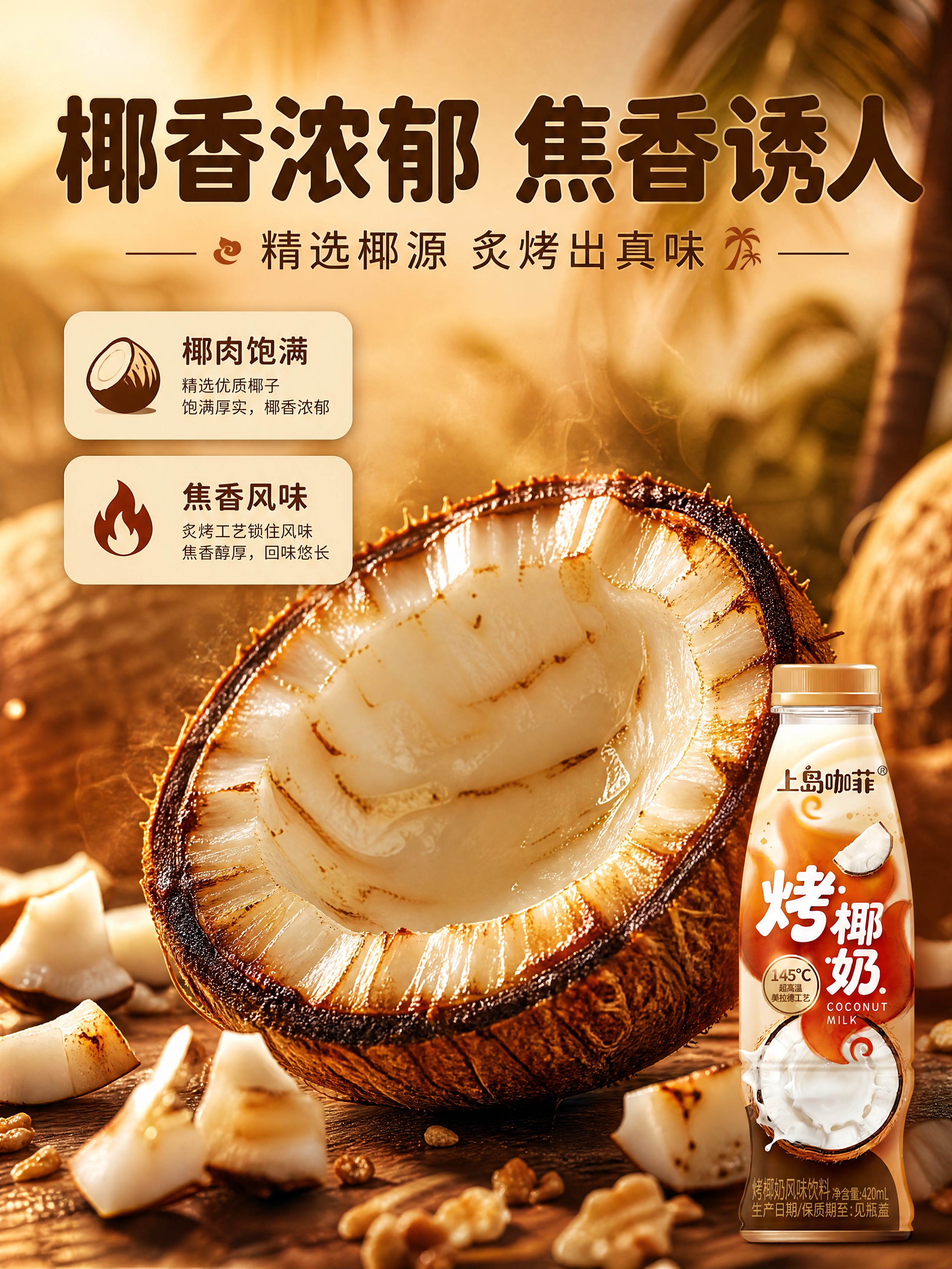[商品] 使用【图1】上岛咖菲烤椰奶风味饮料瓶装作为辅助元素；… - 图片创意预览