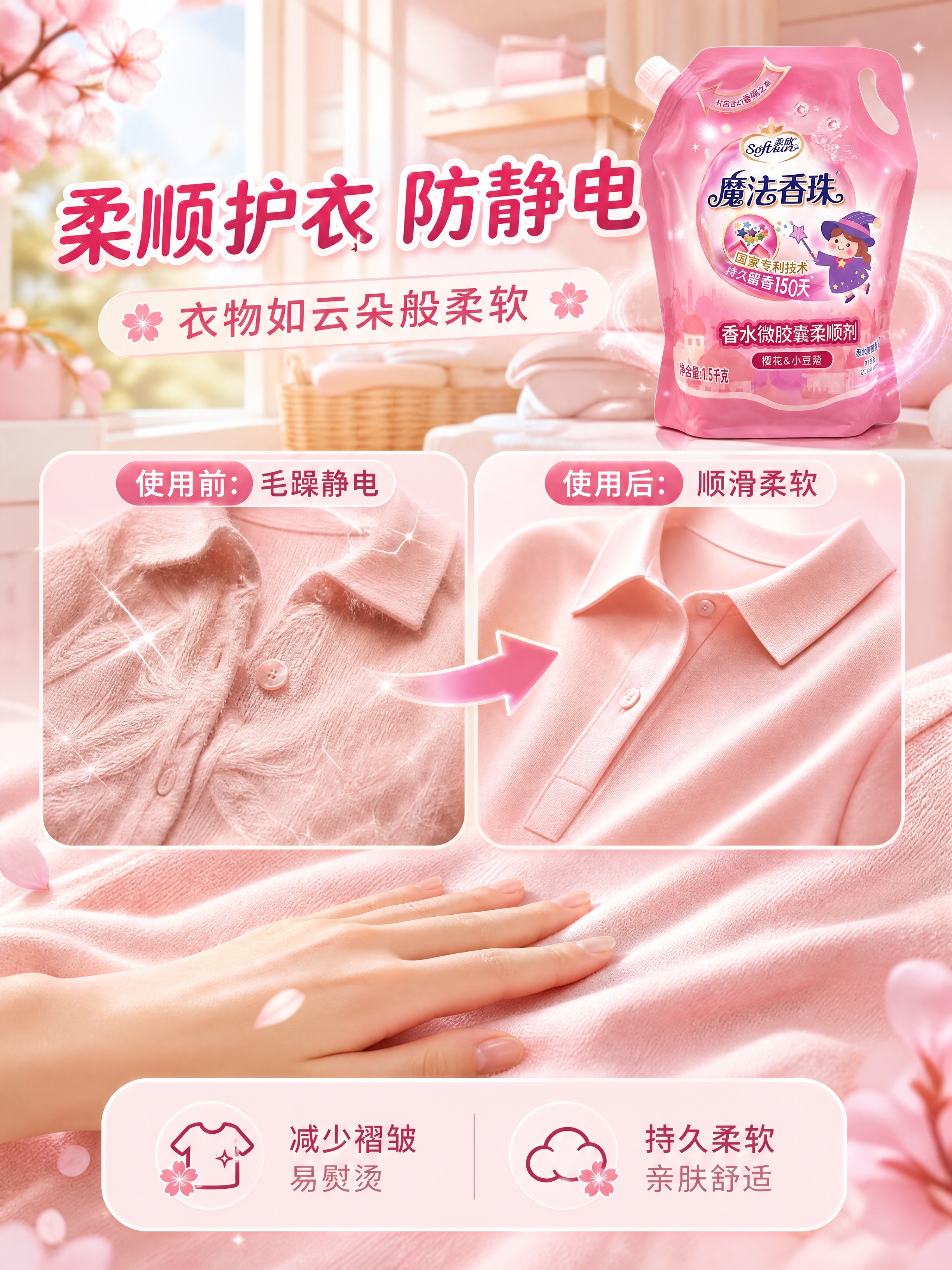 [商品] 使用【图1】激浪魔法香珠柔顺剂粉色补充袋装；保留包装… - 图片创意预览