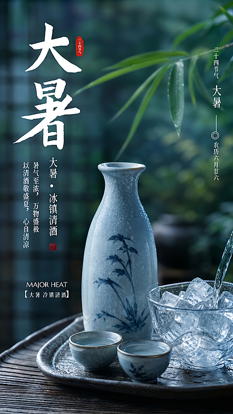 大暑冰镇青瓷清酒海报