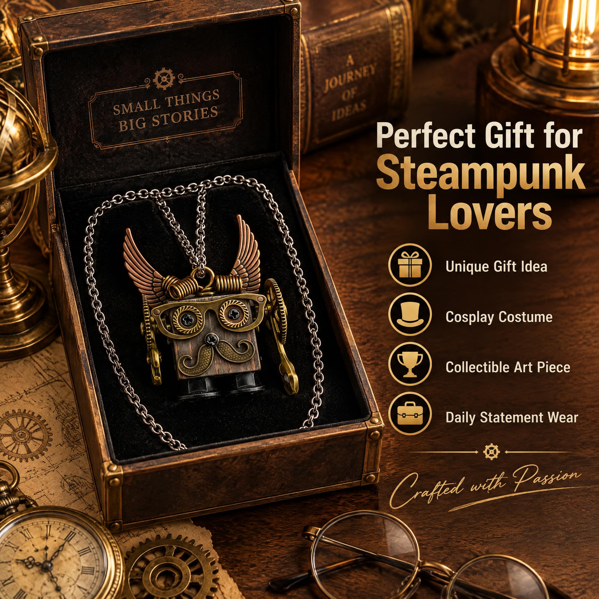 [主图-5] Steampunk Owl Robot Pend… - 图片创意预览