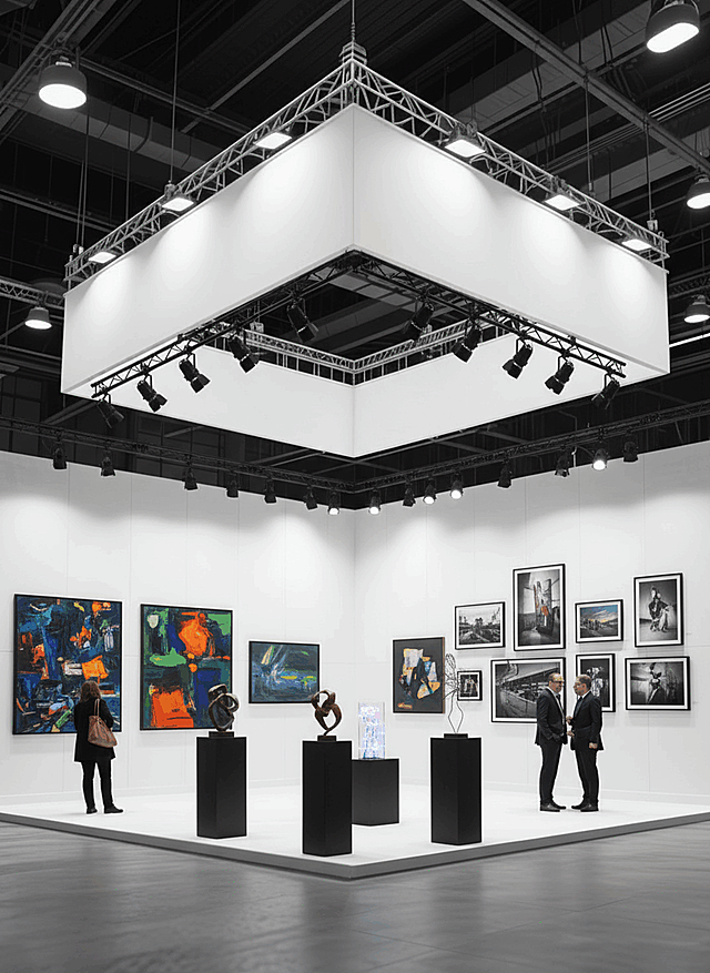 将空展会场景变成美术展展厅。