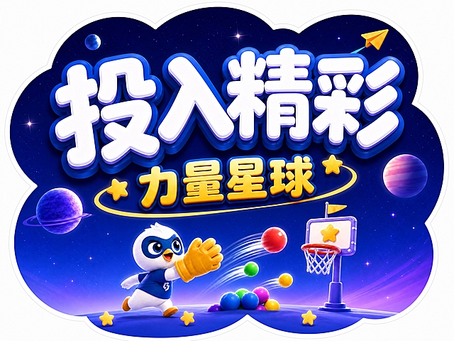 保持横版4:3比例和圆润云朵形异形外轮廓，将文字标题放大占据画面上半部分主要区域，下方的插画元素（小鸟、道具、场景等）整体缩小，让文字信息更突出醒目，保持蓝紫星际背景和Q版3D风格不变