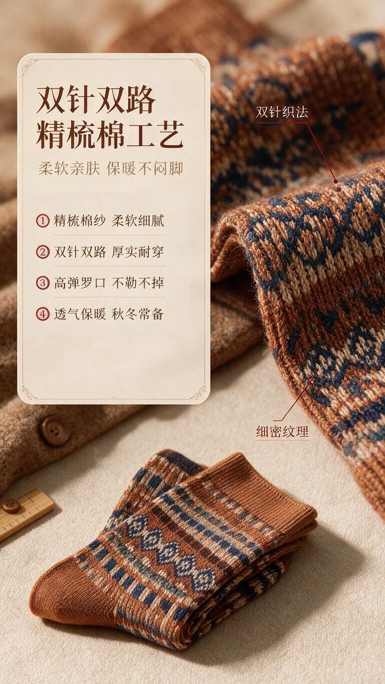 [商品] 使用【图1】族咔咿女款双针双路精梳棉高筒袜，选取焦糖… - 图片创意预览