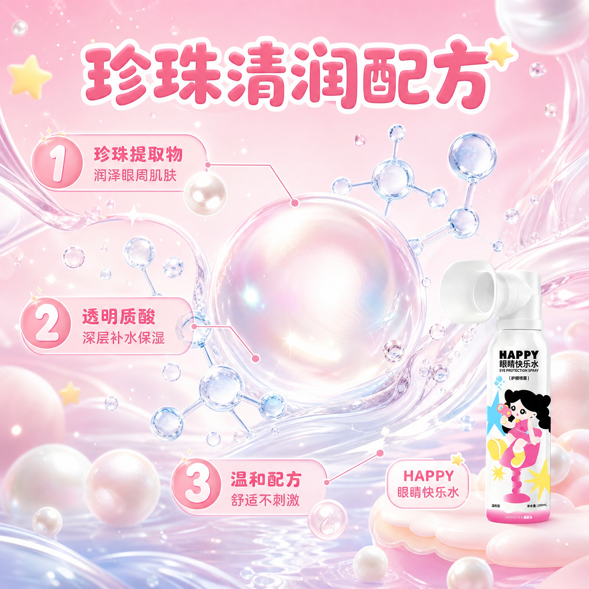 [主图-2] 核心成分功效解析 珍珠清润配方可视化，展示护眼成… - 图片创意预览