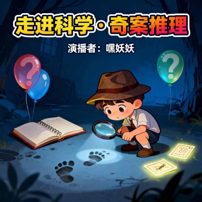 对话图片



儿童故事封面：要求：推理类 神秘 文字：走进科学·奇案推理 演播者：嘿妖妖 色彩鲜明匹配图片 大小：1500*1500 小于等于5MB预览效果