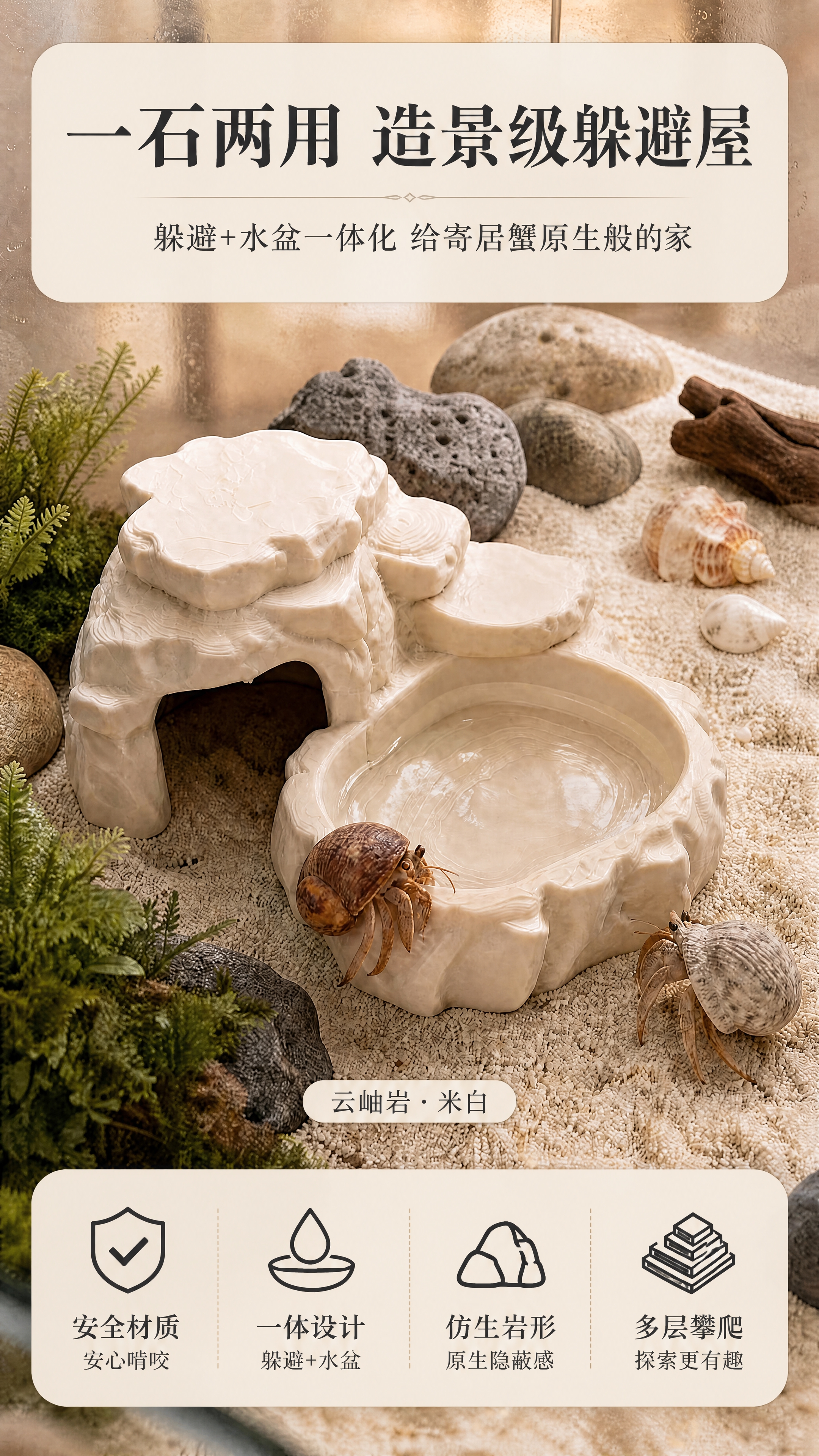 在这张寄居蟹饲养箱场景图的基础上，保留所有场景、产品和寄居蟹不… - 图片创意预览