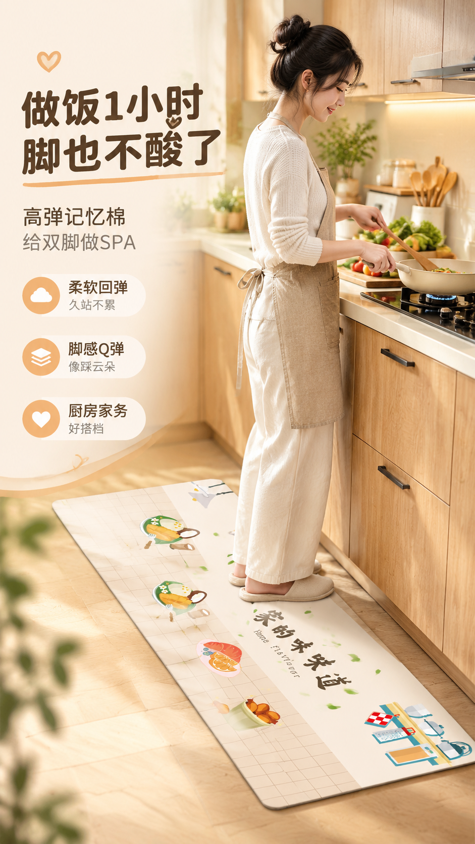 [商品] 使用【图1】家的味道系列厨房地垫长条款；保留浅米色底… - 图片创意预览