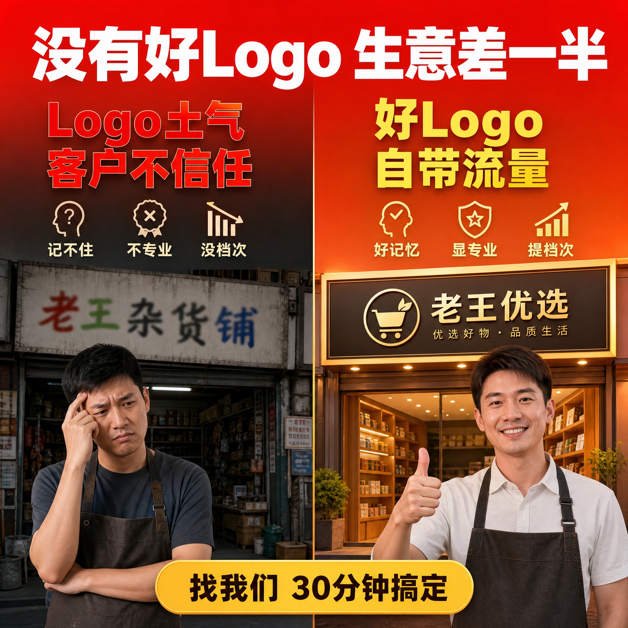 [主图-2] 痛点与目标场景，激发用户兴趣，展示没有专业Log… - 图片创意预览