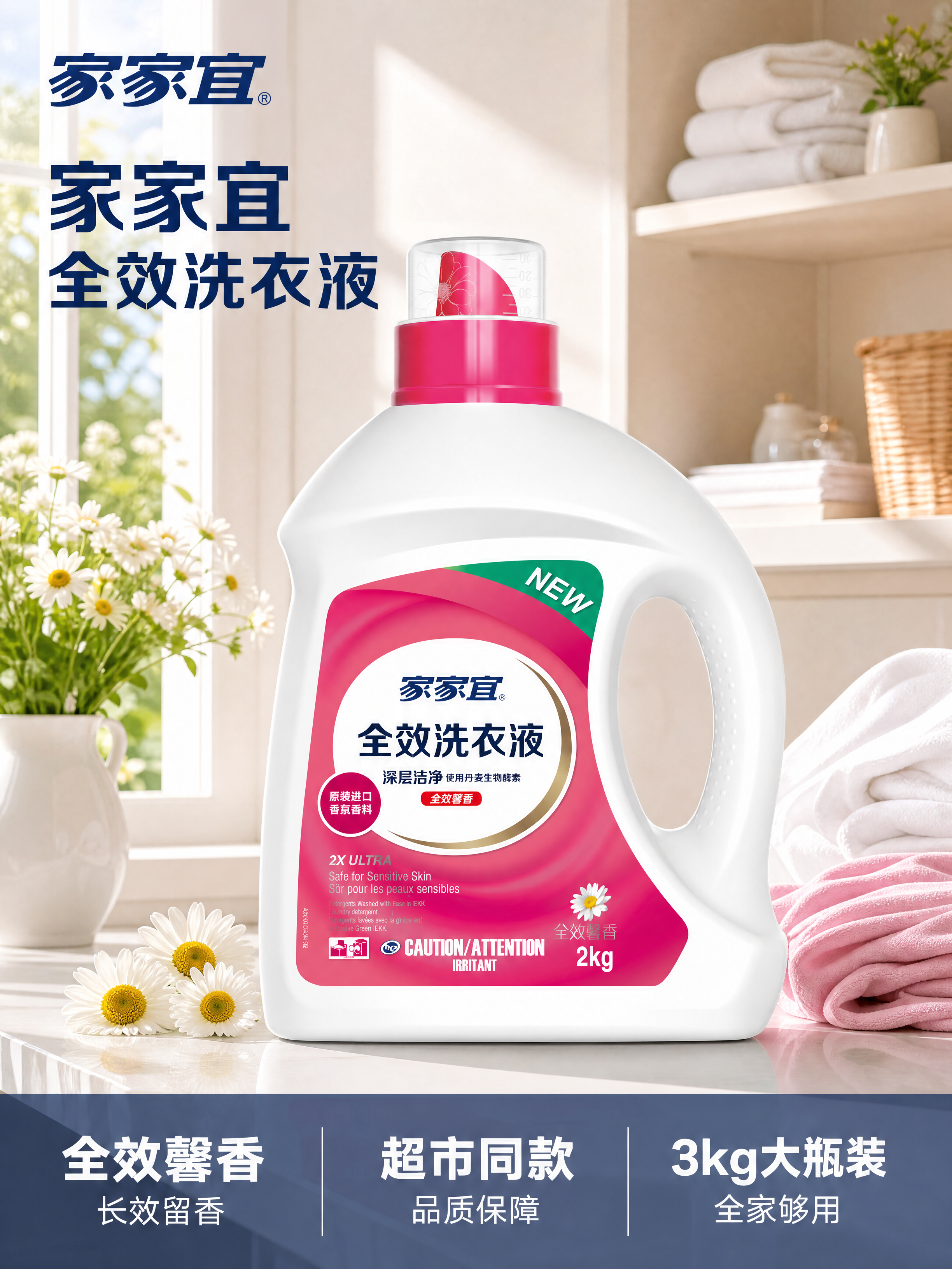 [主图-1] 家家宜全效洗衣液场景氛围首图。 [氛围风格] 明… - 图片创意预览