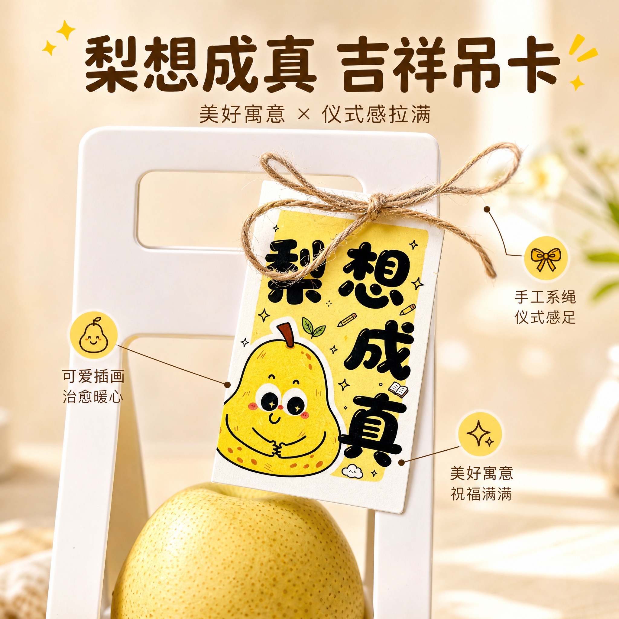 [主图-2] 主题：「梨想成真」吉祥吊卡 寓意美好细节展示。核… - 图片创意预览