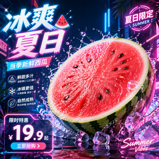 生成西瓜商品海报预览效果