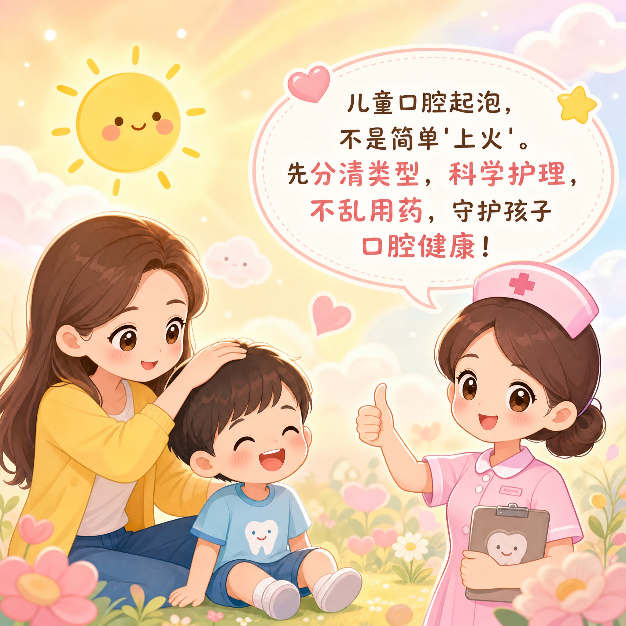 儿童科普漫画第九格结尾，温和卡通风格，温馨治愈场景，画面左侧年… - 图片创意预览