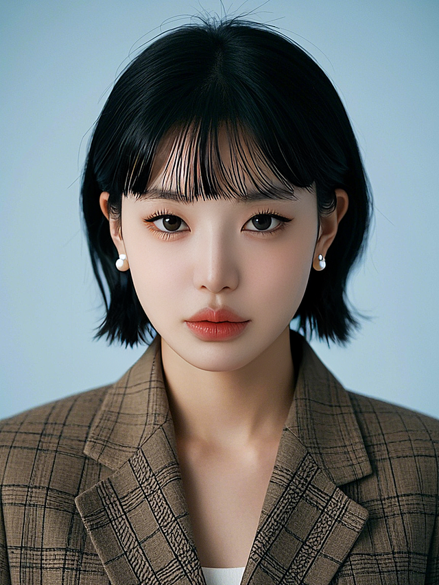 现代感十足的插画风肖像，优雅商务女性，柔和色调展现舒适清新。