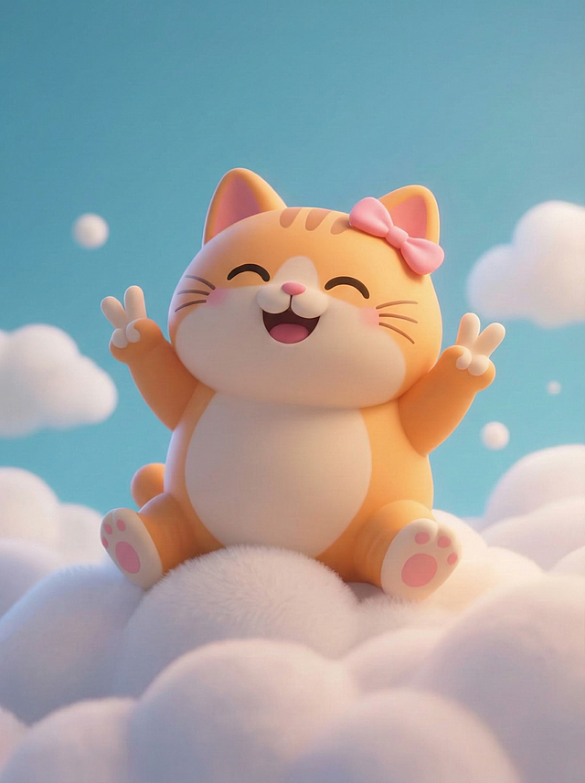 用粉蝶橘喵IP形象，元素一模一样，图片不变，生成一张不同比例的图