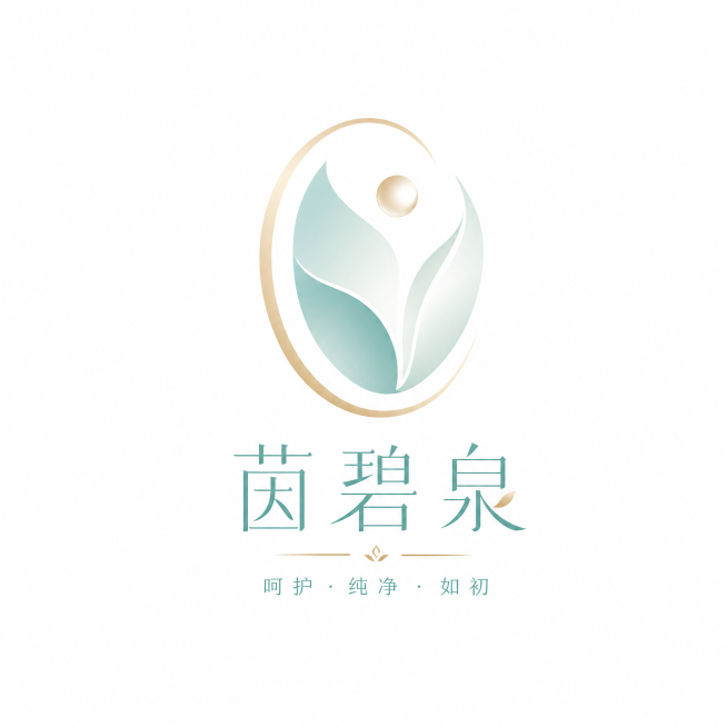 极简轻奢医美风女性私处护理品牌茵碧泉图形商标LOGO，采用椭圆形圆角渐变设计，体现温柔包容呵护，整体干净高级、留白充足，无复杂图案，无低俗元素，矢量高清，简约大气，适合高端私护品牌使用，纯白背景，商用预览效果