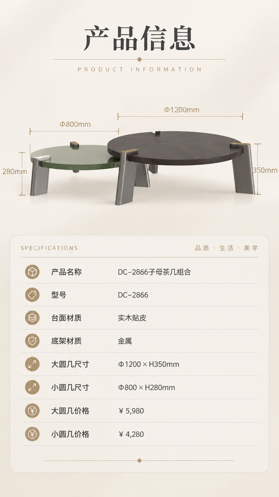 [商品] 使用【图1】DC-2866子母茶几组合正视图；保留两… - 图片创意预览