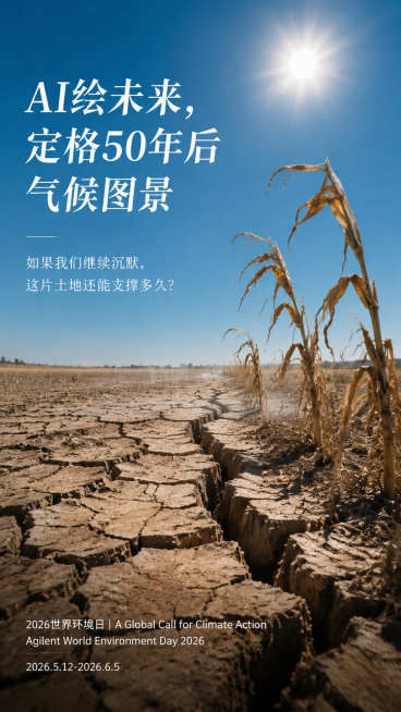 A vertical 9:16 poster. Photojournalistic realism. A vast farmland turned to cracked, parched earth,预览效果