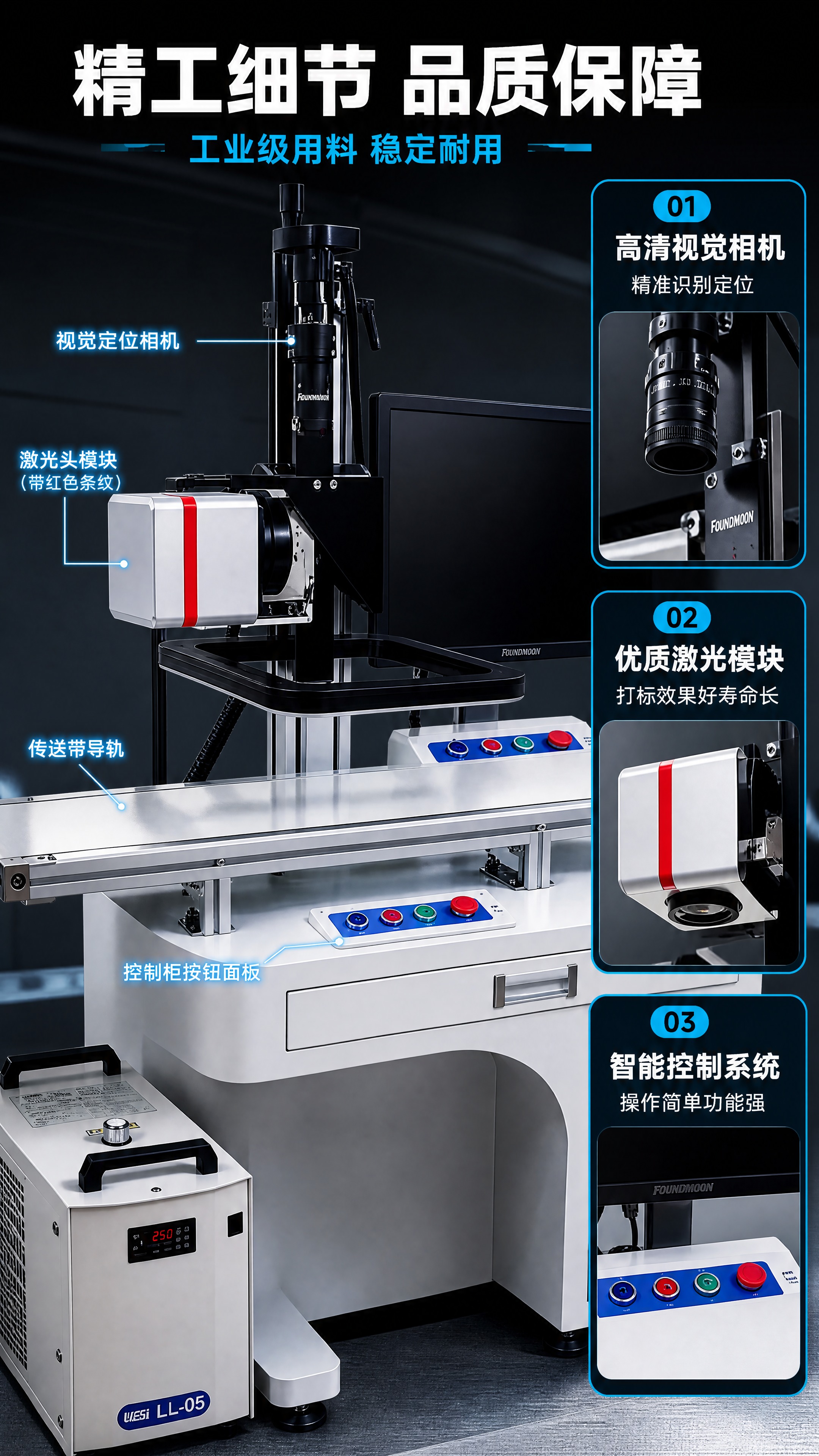 [商品] 使用【图1】视觉定位激光打标机；重点展示设备细节部件… - 图片创意预览