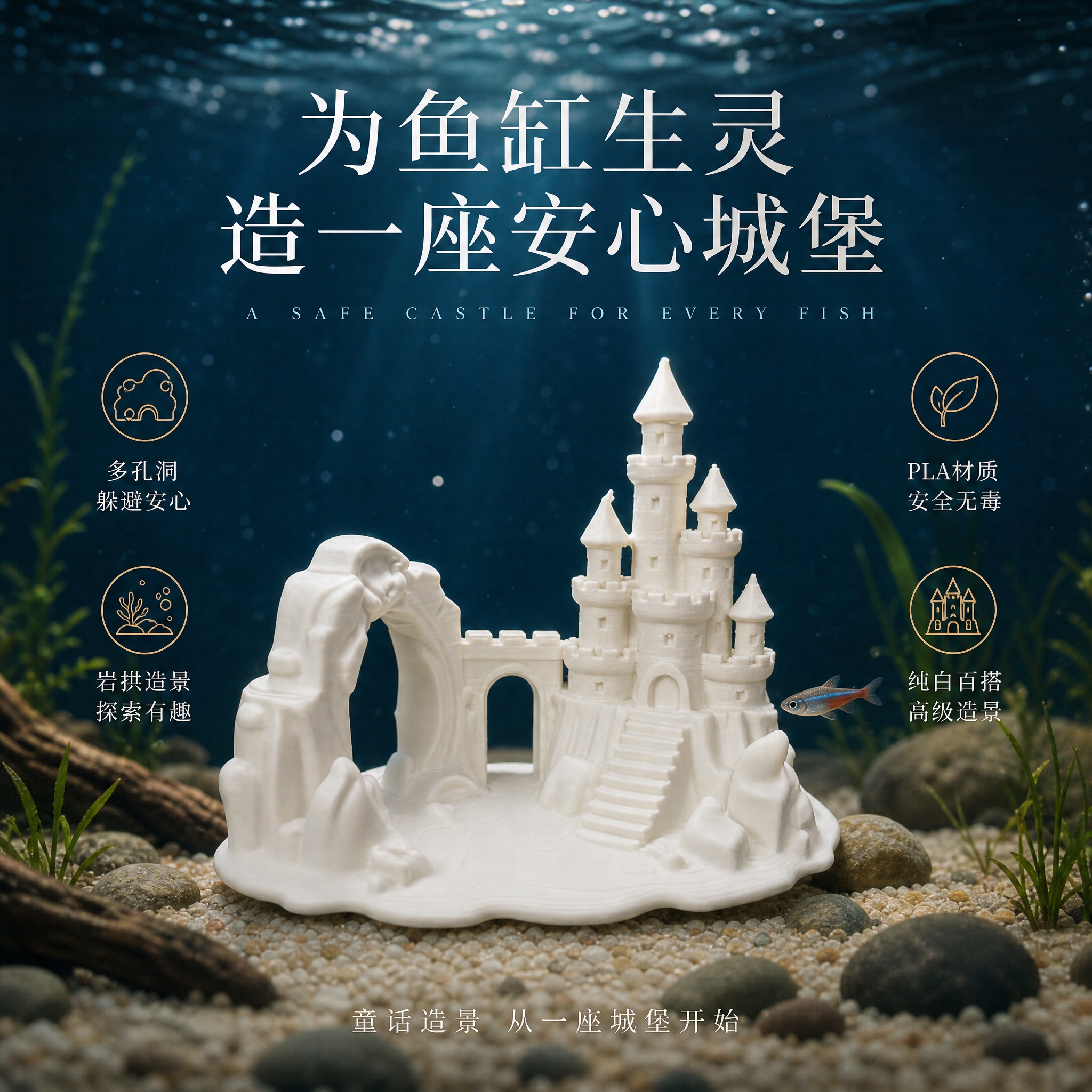 [主图-5] 氛围收口图：整体高级水族景观，建立“为鱼缸生灵造… - 图片创意预览