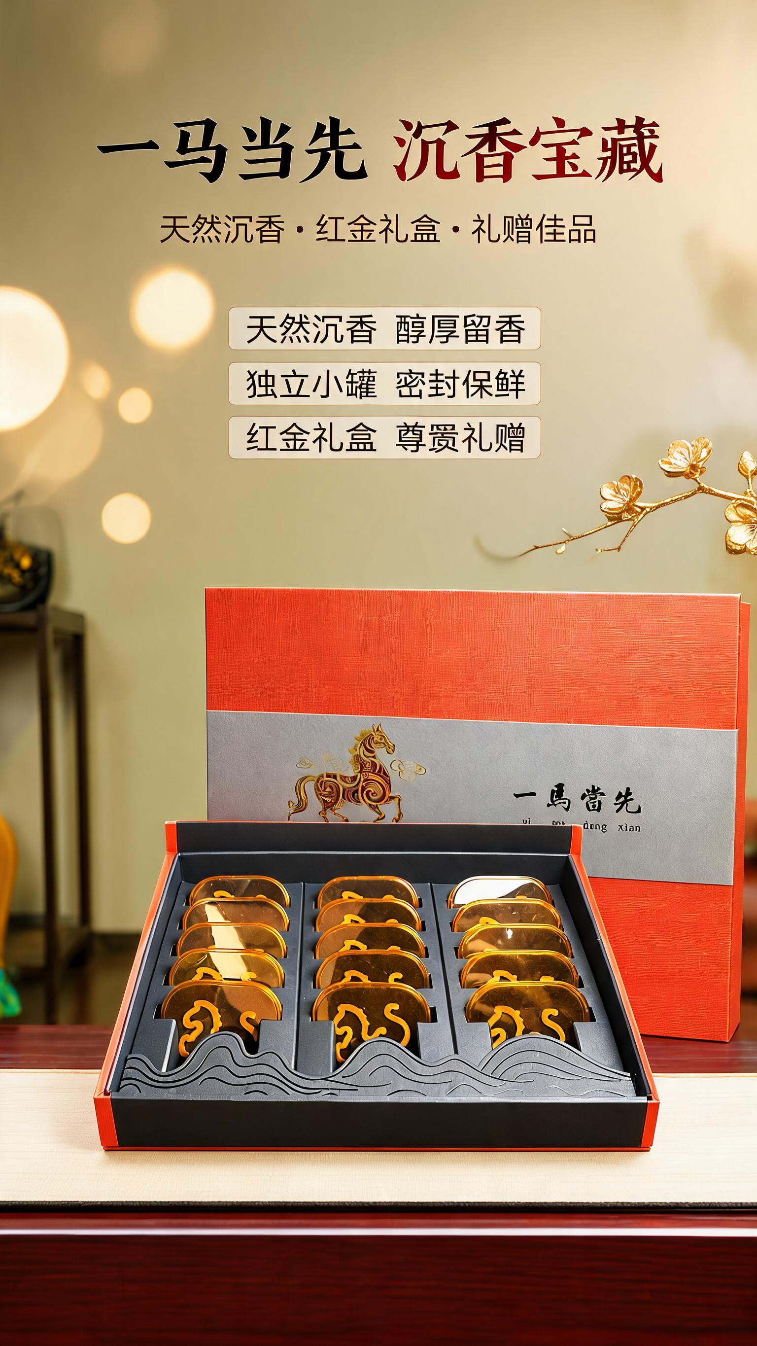 [商品] 使用【图1】沉香礼盒；保留红橙外盒+灰色腰带+金色骏… - 图片创意预览