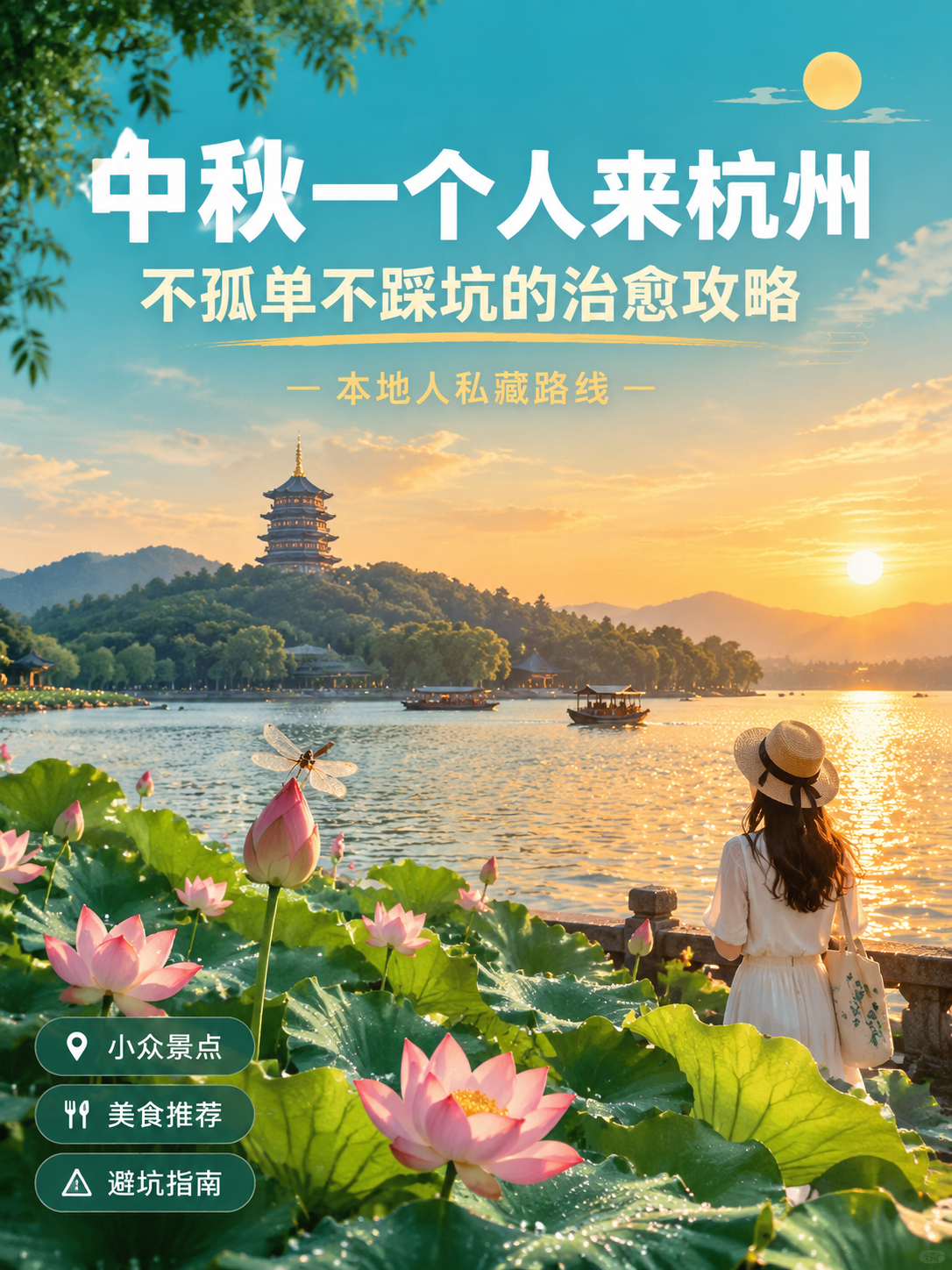 [主图-1] 中秋一个人来杭州出游攻略封面，主题吸睛首图。 [… - 图片创意预览
