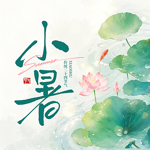 小暑节气夏季清新水墨国风公众号次图