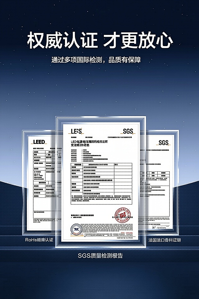 修改图片内容 为LED电源变压器的相关资料证书