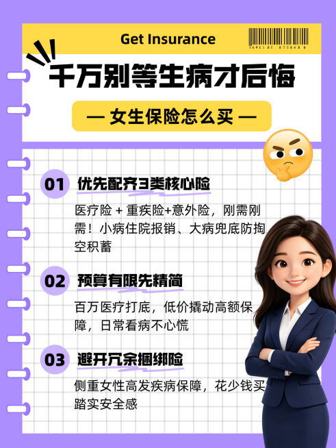 卡通扁平风小红书保险内容页预览效果