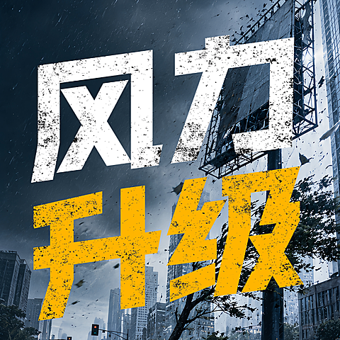 暑期台风风力升级安全科普宣传城市暴雨高空坠物黄黑磨损粗字写实公众号次图